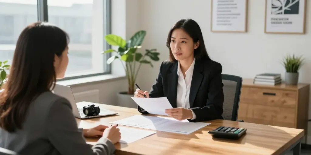 Consultation at Edmonton payday loans website, showcasing professional financial advice.